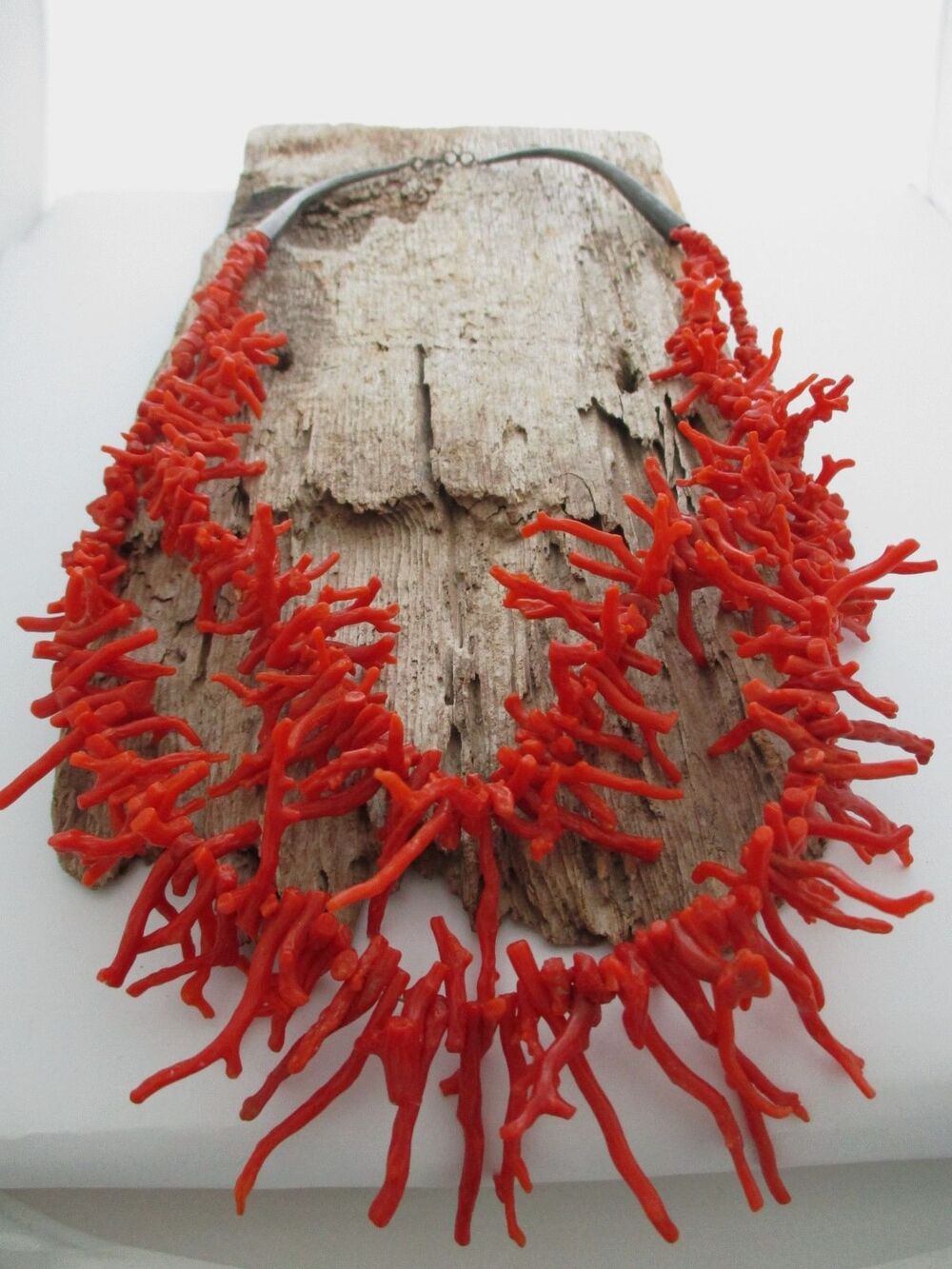 Vintage Native American Double Multi-strand Red Branch Coral Necklace